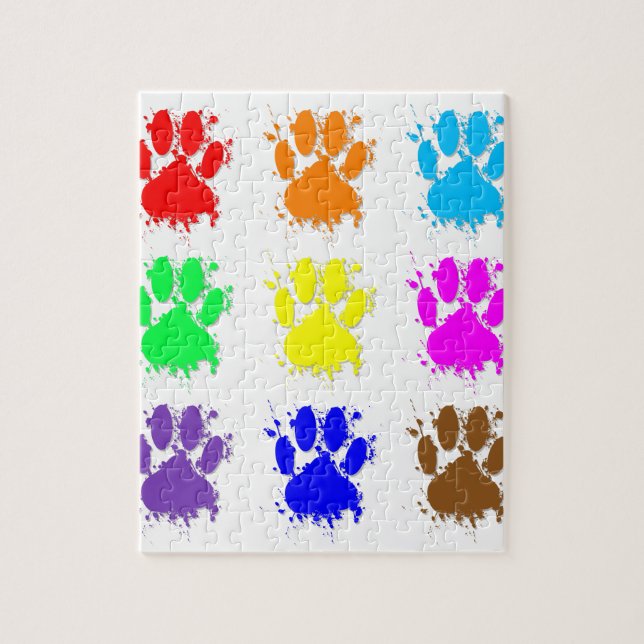 Quebra-cabeça Padrão de Pata de Cachorro com Borrão de Tinta (Vertical)