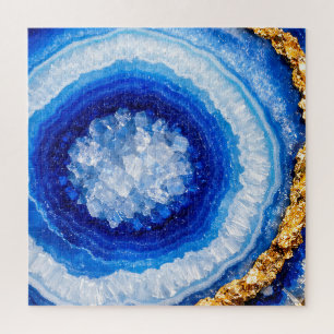 Quebra-cabeça Padrão de Resina de Geodo Azul Dourado