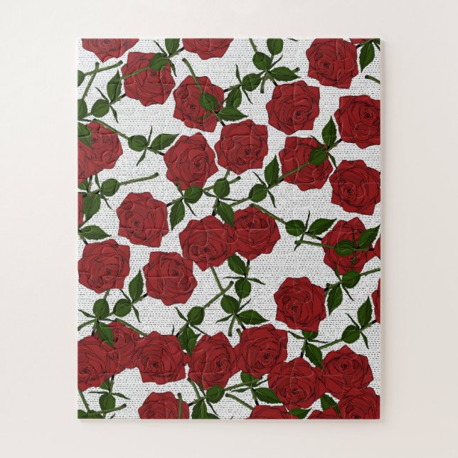 Quebra-cabeça Padrão de Rosa Vermelha (Vertical)