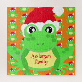 Quebra-cabeça Padrão de Santa Hat do Sapo de Natal Novelty Laran