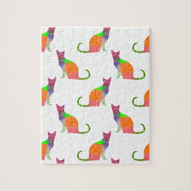 Quebra-cabeça Padrão de Silhueta de Gato Poly Baixo (Vertical)