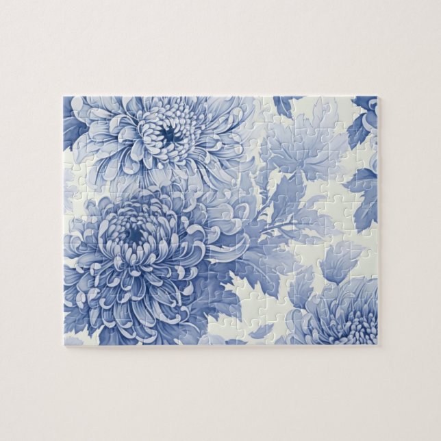 Quebra-cabeça Padrão de toile de Dahlia Azul (Horizontal)