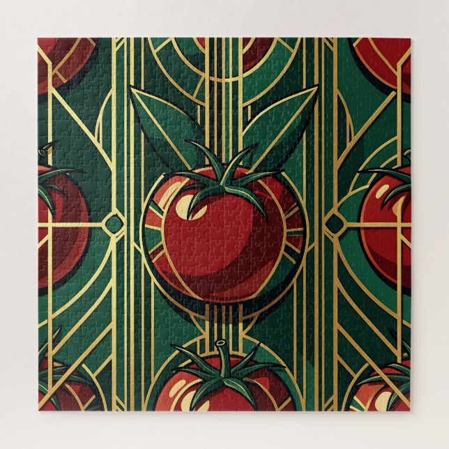 Quebra-cabeça Padrão de Tomate Art Déco (Vertical)