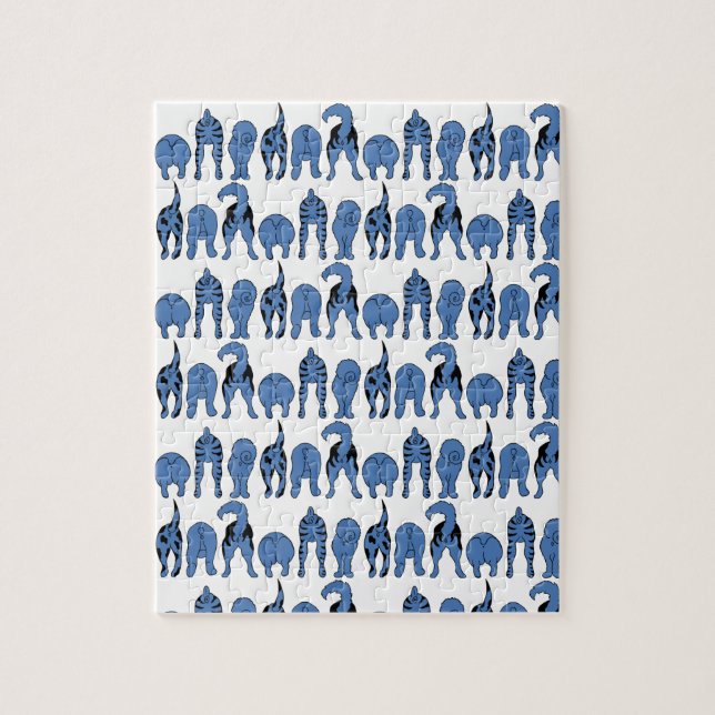Quebra-cabeça Padrão de Traseros de Cachorro Azul (Vertical)