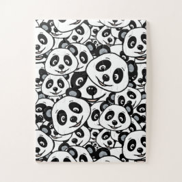 Quebra-cabeça Padrão de Urso Panda Fofo Preto e Branco Moderno