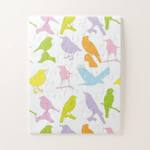 Quebra-cabeça Padrão de variedade de aves colorida em Pastel