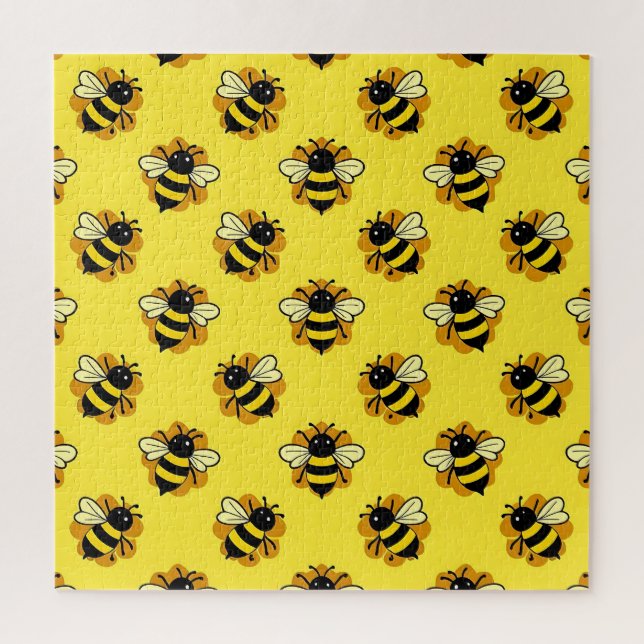 Quebra-cabeça Padrão de Verão de Abelha Bumblebee Fofa (Vertical)