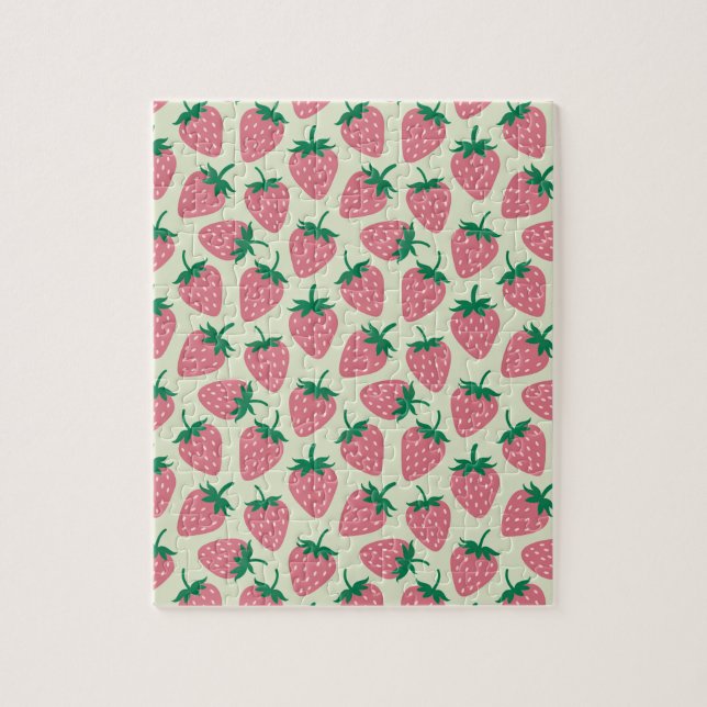 Quebra-cabeça Padrão de Verão de Morango Rosa (Vertical)