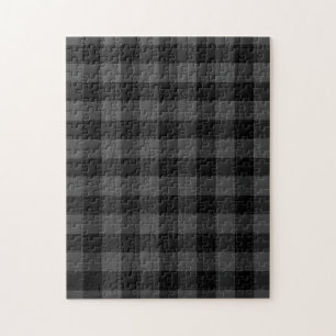 Quebra-cabeça Padrão de Verificação de Gingham de Cinzas Negr