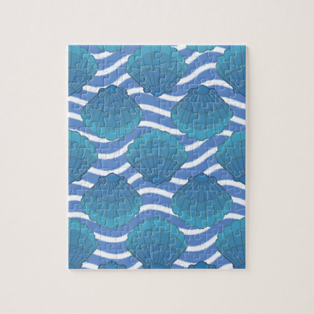 Quebra-cabeça Padrão De Vintage Seashell E Ondas (Vertical)