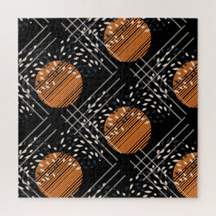 Quebra-cabeça Padrão de Vintagem de Abstrato de Círculos Laranja