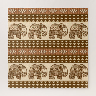 Quebra-cabeça Padrão de Vintagem Geométrica de Elefantes Étnicos