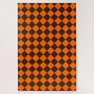 Quebra-cabeça Padrão de Xadrez de Diamante Laranja Marrom