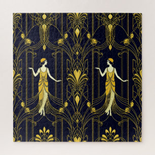 Quebra-cabeça Padrão decorativo dourado e preto Gabsy