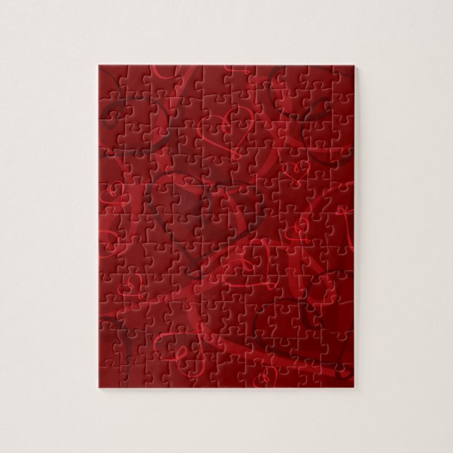 Quebra-cabeça Padrão do coração vermelho (Vertical)