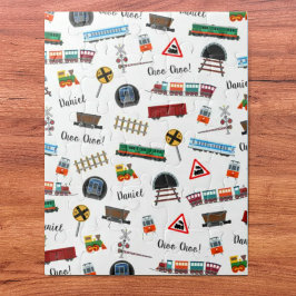 Quebra-cabeça Padrão do trem Pequeno Nome do Menino Choo Choo Ki