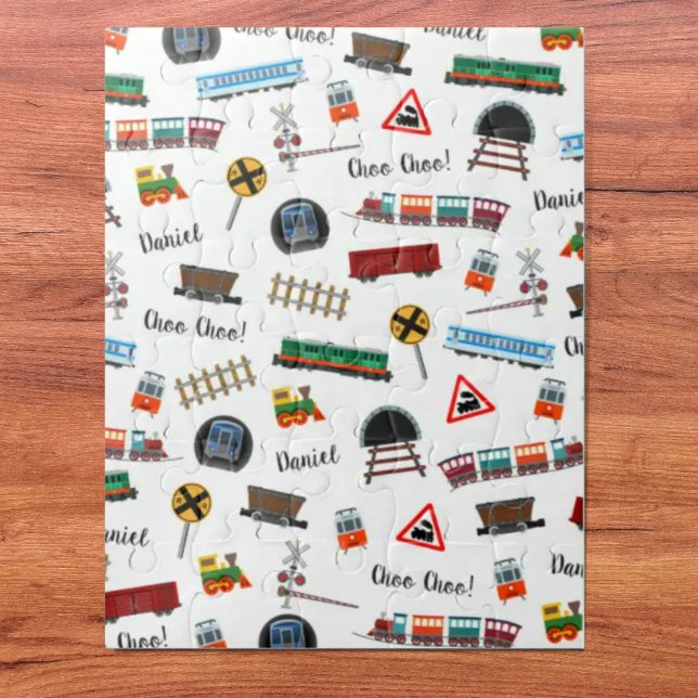 Quebra-cabeça Padrão do trem Pequeno Nome do Menino Choo Choo Ki (Criador carregado)