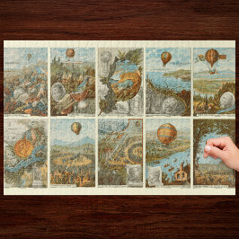 Quebra-cabeça Padrão do Vintage Hot Air Balloon Collecting Cards