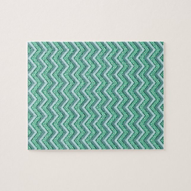 Quebra-cabeça Padrão Emerald Chevron Facultado (Horizontal)