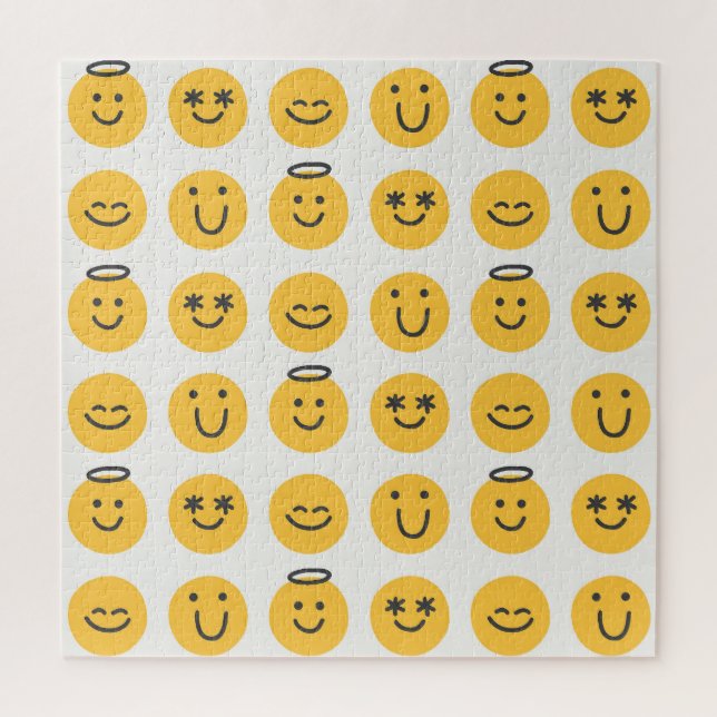 Quebra-cabeça Padrão Emoji Feliz Desenhado Pela Mão (Vertical)