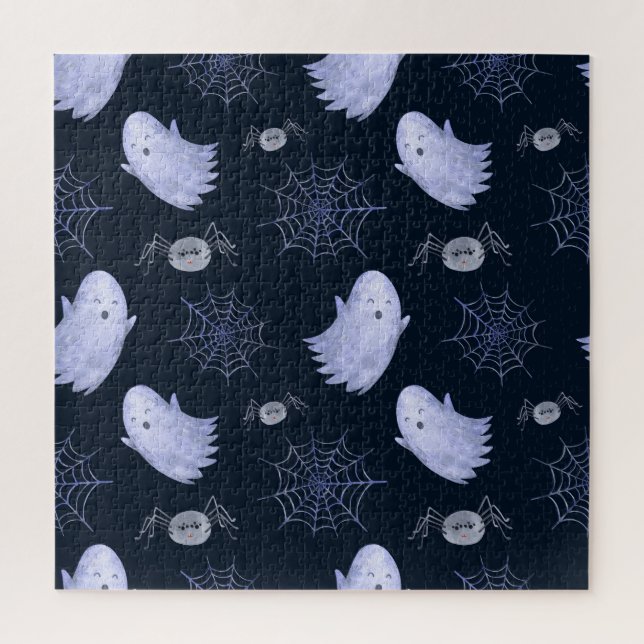 Quebra-cabeça Padrão Engraçado de Halloween de Aranha Fantasma. (Vertical)