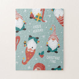Quebra-cabeça Padrão Estético de Natal Nevado - Design de Invern