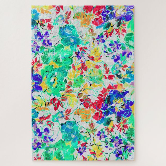 Quebra-cabeça Padrão floral abstrato fofo (Vertical)