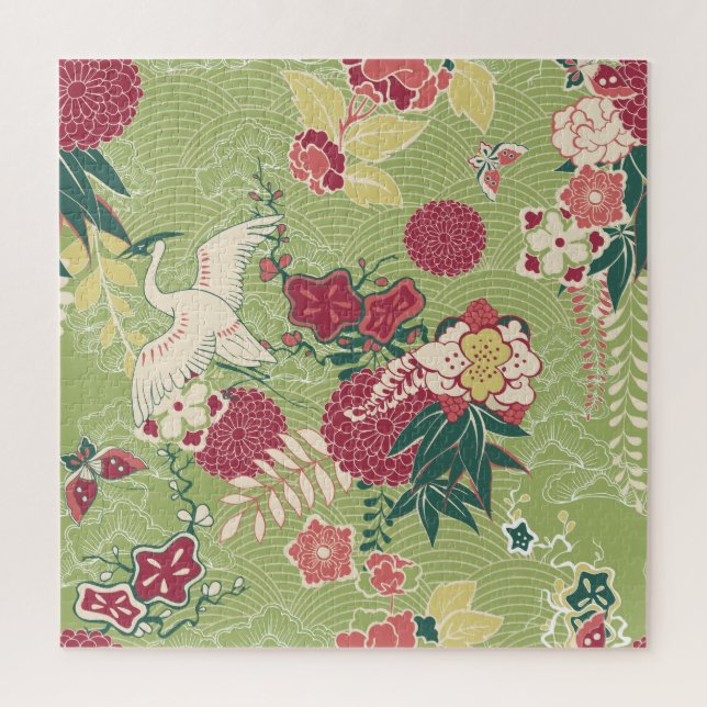 Quebra-cabeça Padrão Floral Asiático (Vertical)