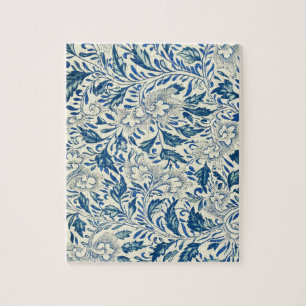 Quebra-cabeça Padrão Floral Azul Design Asiático Antiquado