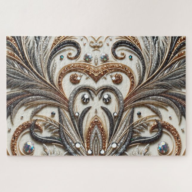 Quebra-cabeça Padrão floral brilhante com gemstone (Horizontal)