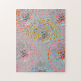 Quebra-cabeça Padrão floral colorido com linhas gráficas pontilh