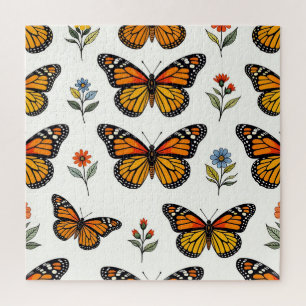 Quebra-cabeça Padrão Floral de Borboleta Monarca