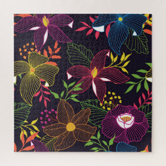 Quebra-cabeça Padrão floral elegante, design artístico.