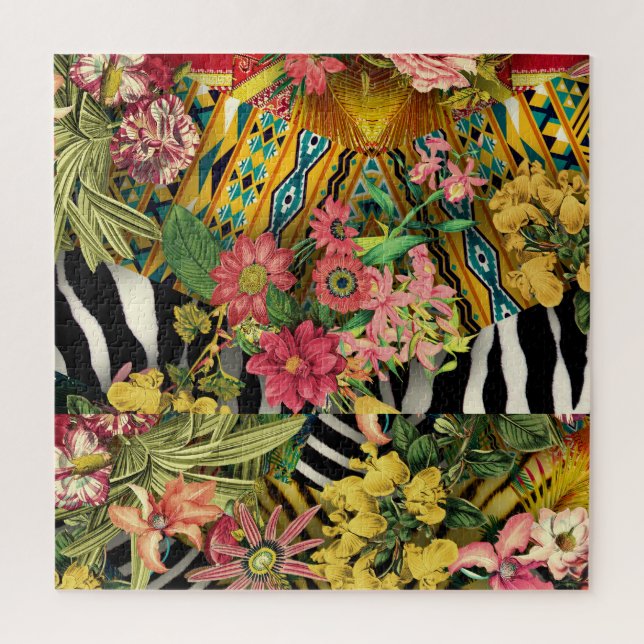 Quebra-cabeça Padrão Floral Moderno de Zebra no Sudoeste (Vertical)