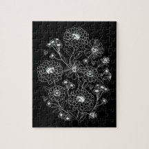 Padrão floral preto e branco