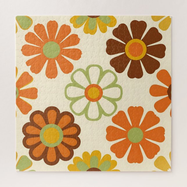 Quebra-cabeça Padrão Floral Retro Daisy (Vertical)