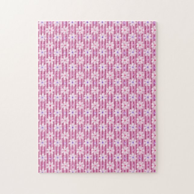 Quebra-cabeça Padrão Floral Rosa bonito (Vertical)