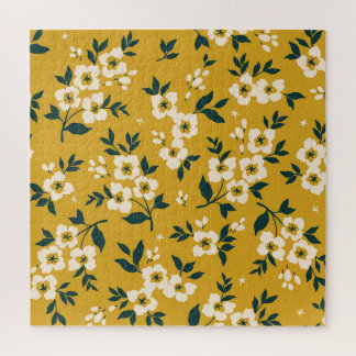 Quebra-cabeça Padrão floral vítreo, pequenas flores brancas.