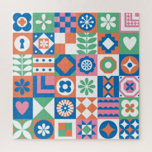 Quebra-cabeça Padrão Folclórico Escandinavo abstrato