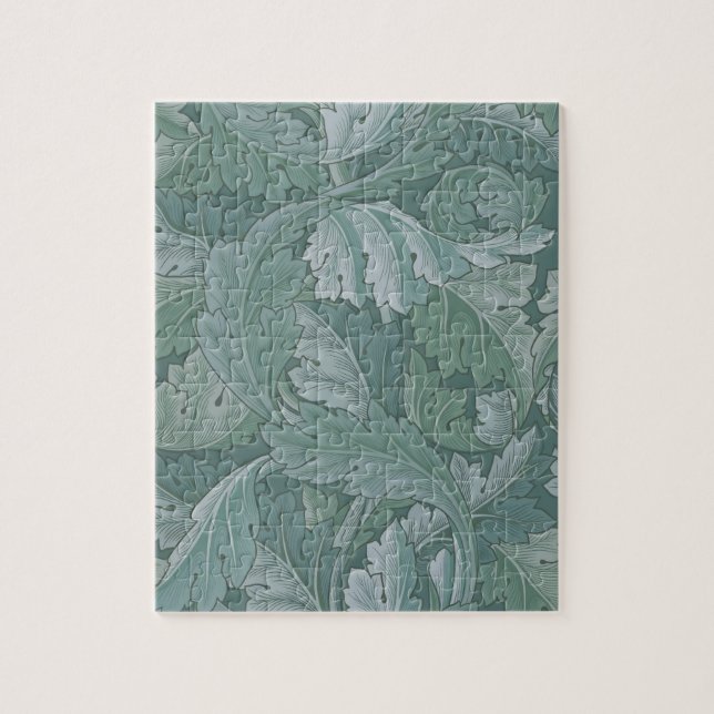 Quebra-cabeça Padrão Folha de Acanto Azul Teal de William Morris (Vertical)