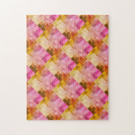 Quebra-cabeça Padrão Geométrico Aquarela Rosa