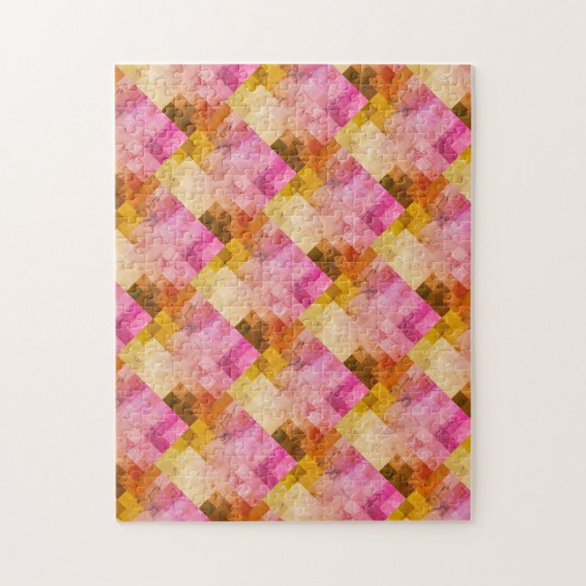 Quebra-cabeça Padrão Geométrico Aquarela Rosa (Vertical)