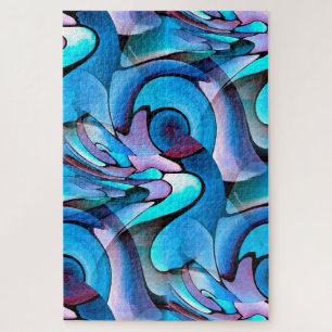 Quebra-cabeça Padrão Geométrico Artdeco Abstrato Aqua