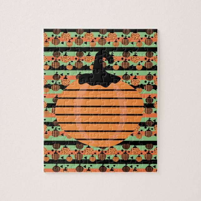 Quebra-cabeça Padrão Geométrico de Abóbora de Halloween (Vertical)