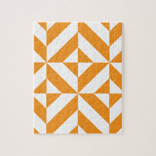 Quebra-cabeça Padrão Geométrico de Deco de Laranja Queimado