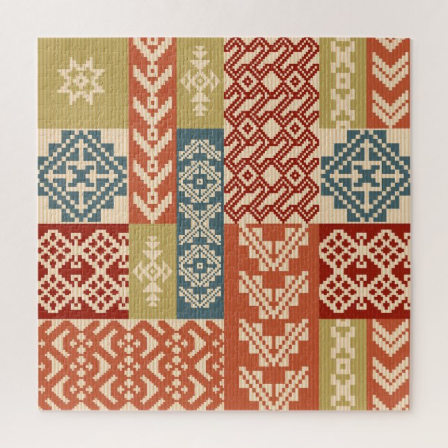 Quebra-cabeça Padrão Geométrico Patchwork Étnico-less (Vertical)