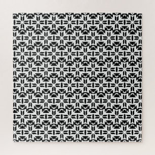 Quebra-cabeça Padrão Geométrico Preto e Branco Elegante