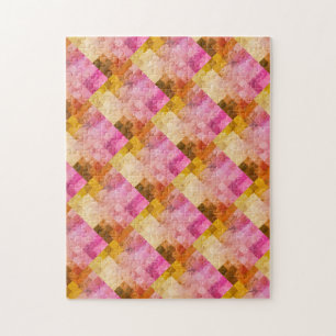 Quebra-cabeça Padrão Geométrico Rosa Dourado