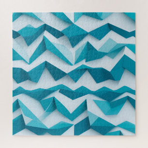 Quebra-cabeça Padrão Geométrico Teal Chevron 3D