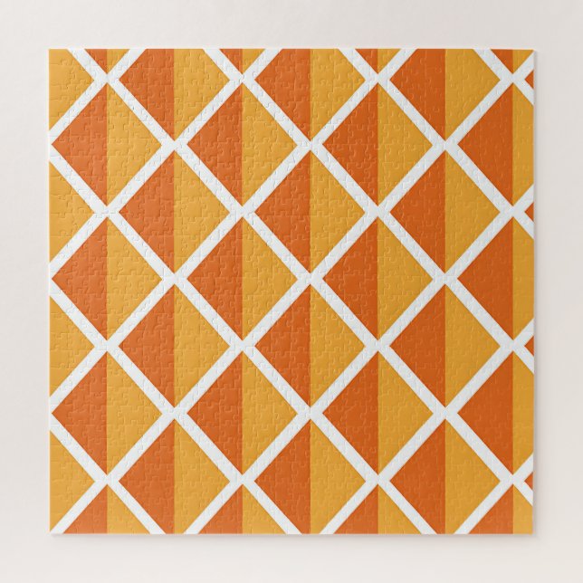 Quebra-cabeça Padrão Harlequim Diamante Laranja Retrô (Vertical)